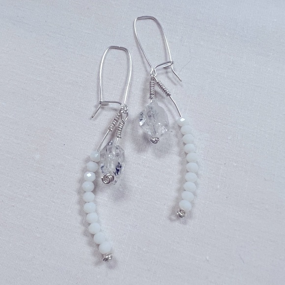 Handmade sterling silver herkimer diamond earrings - Picture 2 of 4